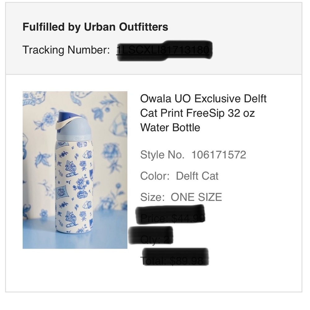 Owala Urban Outfitters Exclusive Delft Cat Print FreeSip 32 oz Water Bottle - Picture 10 of 10